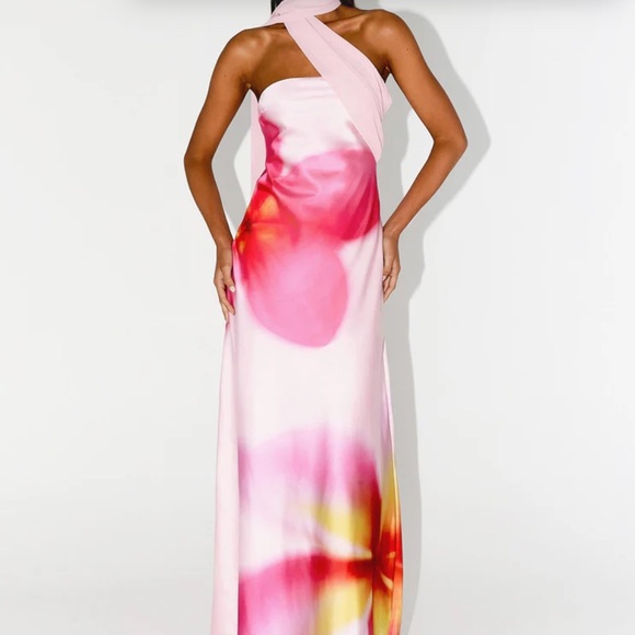 Peppermayo Dresses & Skirts - Pepper Mayo Isa Scarf Satin Maxi Dress - Frangipani Pink
